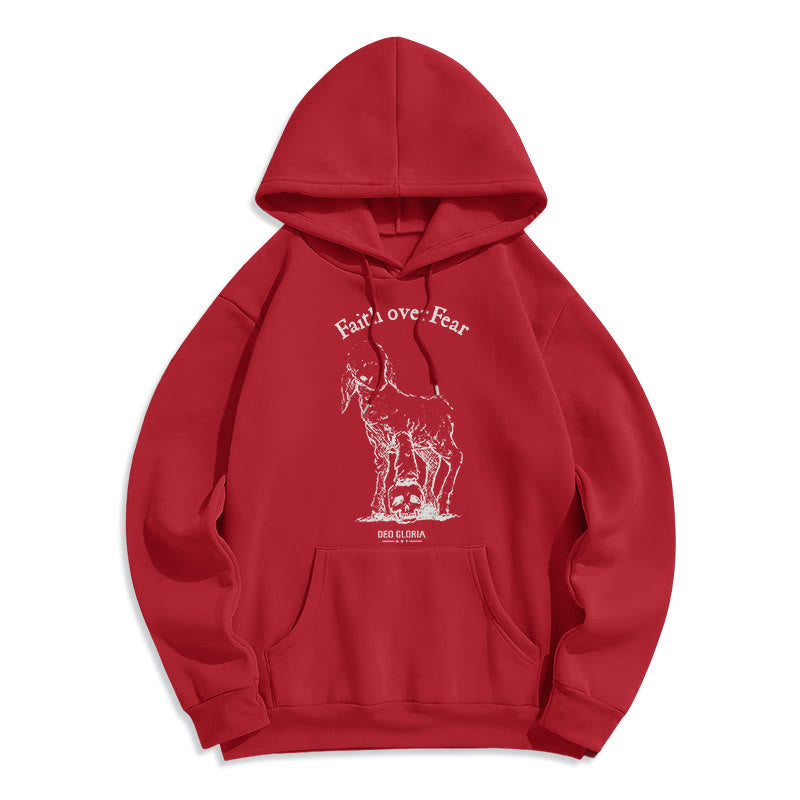Christiandiscipleshop Quotation Style Faith Over Fear Lamb Fleece Lined Polyester Hoodie