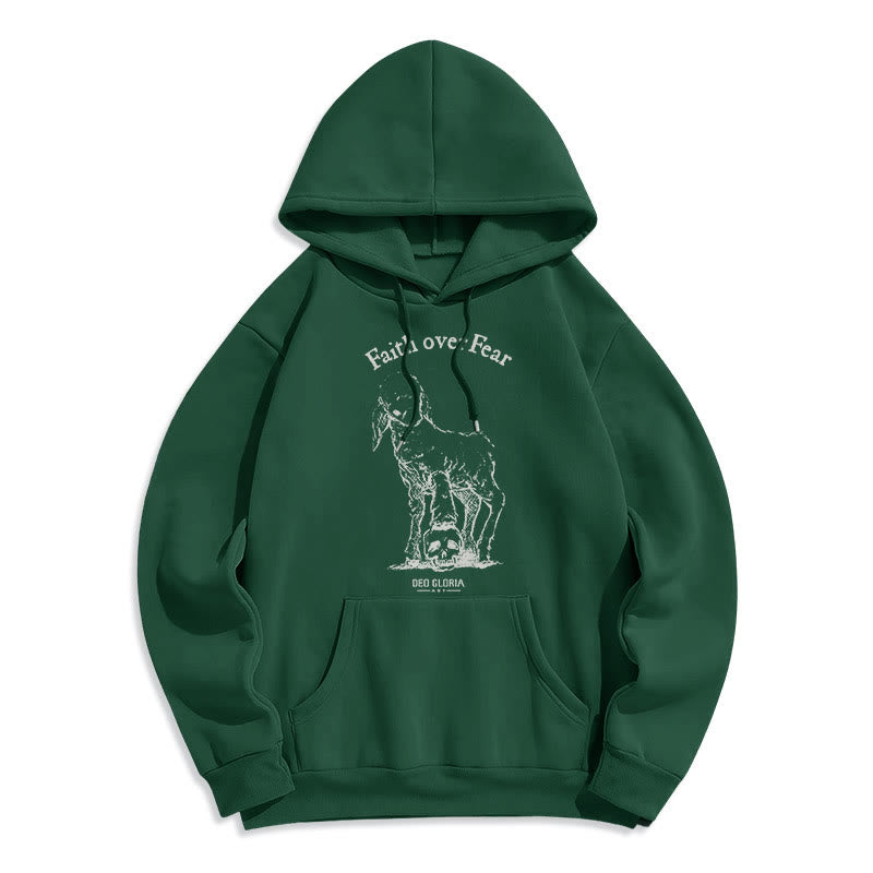Christiandiscipleshop Quotation Style Faith Over Fear Lamb Fleece Lined Polyester Hoodie