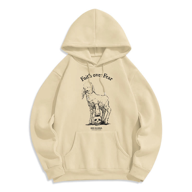 Christiandiscipleshop Quotation Style Faith Over Fear Lamb Fleece Lined Polyester Hoodie