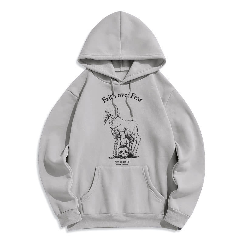 Christiandiscipleshop Quotation Style Faith Over Fear Lamb Fleece Lined Polyester Hoodie
