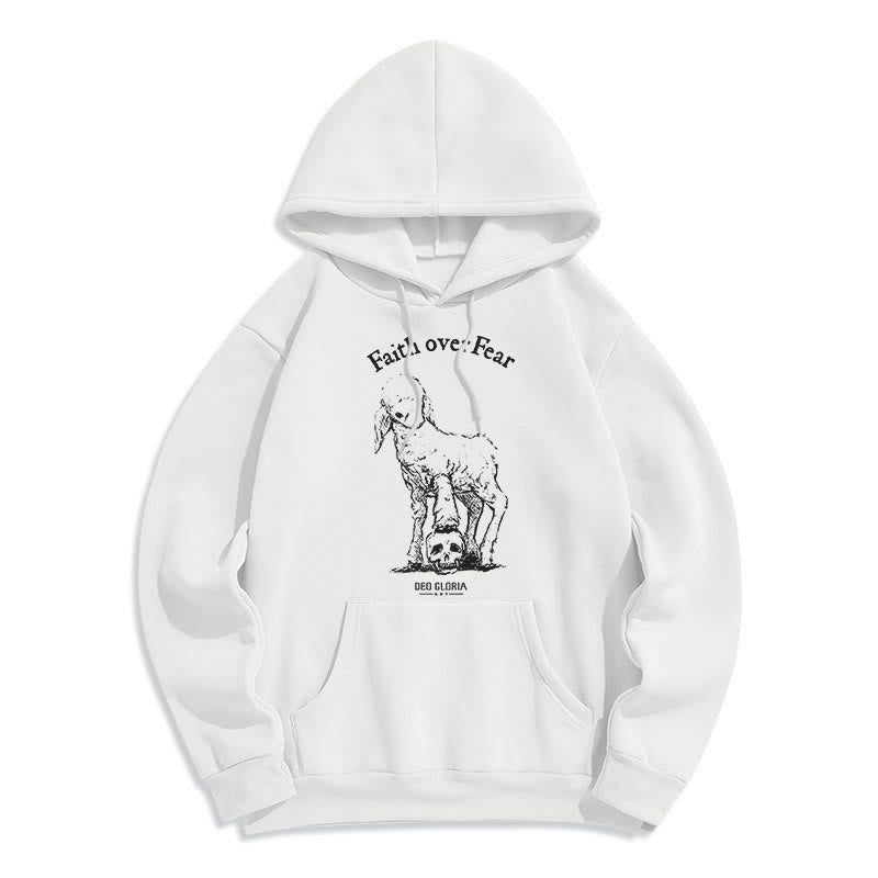 Christiandiscipleshop Quotation Style Faith Over Fear Lamb Fleece Lined Polyester Hoodie