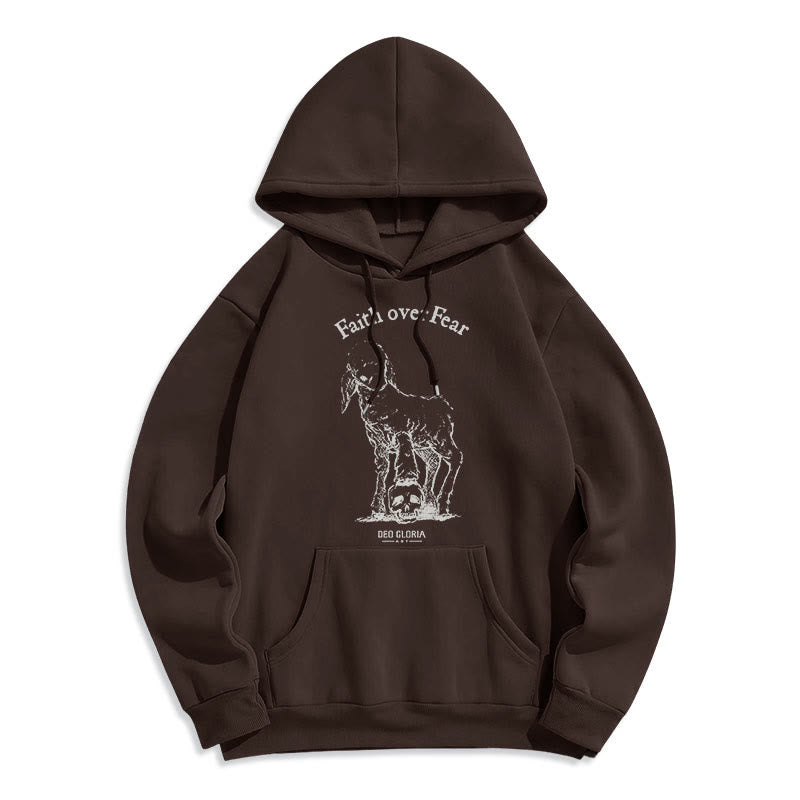 Christiandiscipleshop Quotation Style Faith Over Fear Lamb Fleece Lined Polyester Hoodie