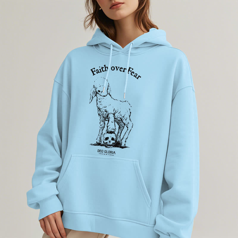 Christiandiscipleshop Quotation Style Faith Over Fear Lamb Fleece Lined Polyester Hoodie