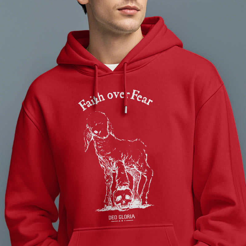 Christiandiscipleshop Quotation Style Faith Over Fear Lamb Fleece Lined Polyester Hoodie