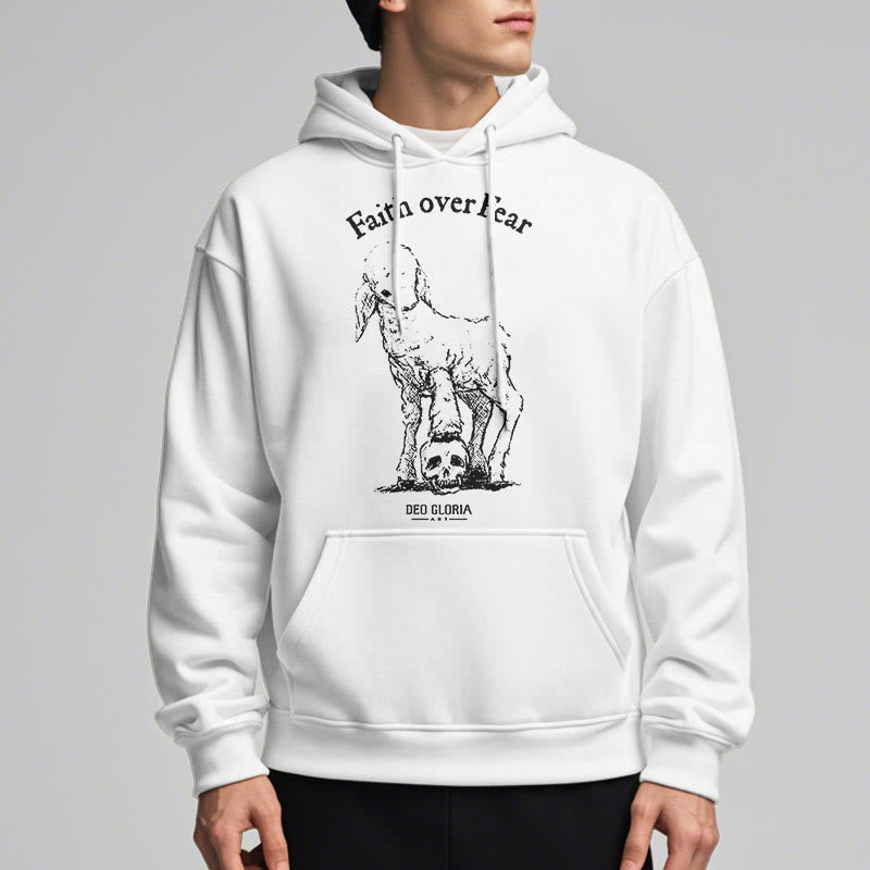 Christiandiscipleshop Quotation Style Faith Over Fear Lamb Fleece Lined Polyester Hoodie