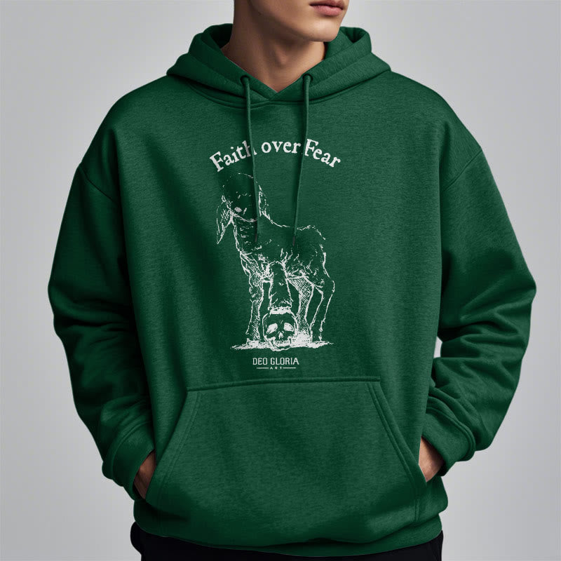 Christiandiscipleshop Quotation Style Faith Over Fear Lamb Fleece Lined Polyester Hoodie