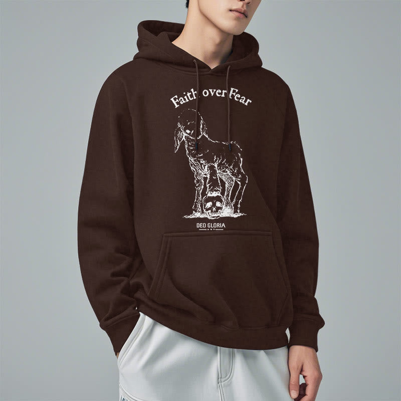 Christiandiscipleshop Quotation Style Faith Over Fear Lamb Fleece Lined Polyester Hoodie