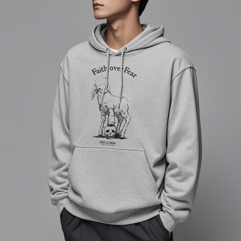 Christiandiscipleshop Quotation Style Faith Over Fear Lamb Fleece Lined Polyester Hoodie