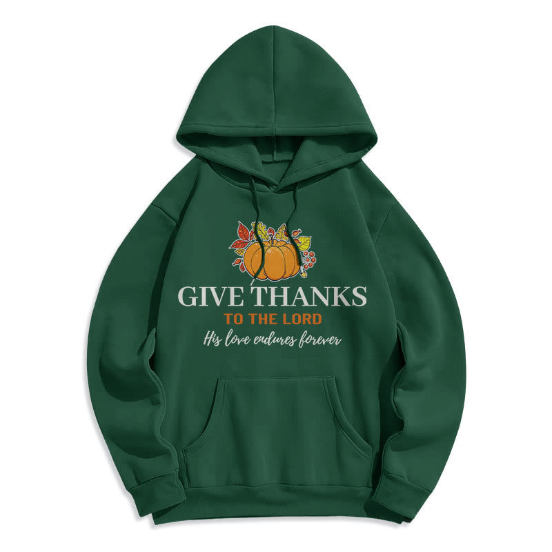 christiandiscipleshop Modern Style Give Thanks to the Lord Pumpkin Fleece Lined Polyester Hoodie