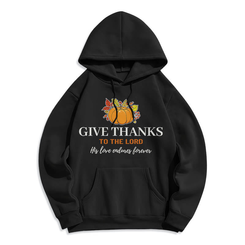 christiandiscipleshop Modern Style Give Thanks to the Lord Pumpkin Fleece Lined Polyester Hoodie