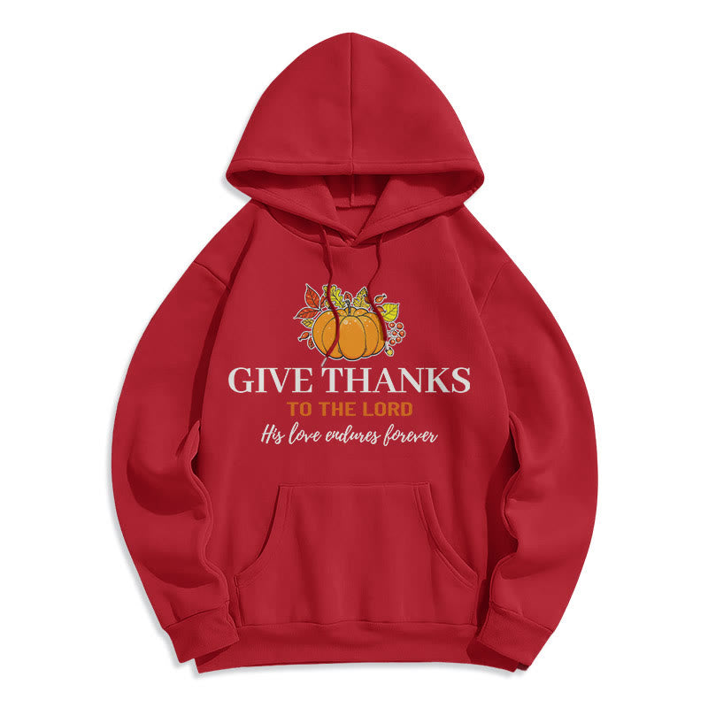 christiandiscipleshop Modern Style Give Thanks to the Lord Pumpkin Fleece Lined Polyester Hoodie