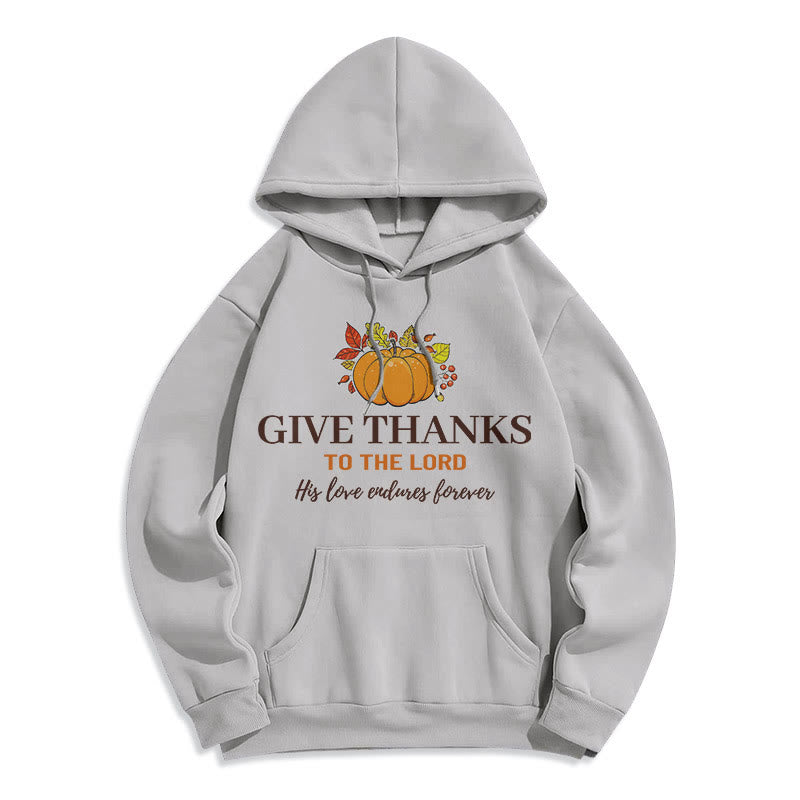 christiandiscipleshop Modern Style Give Thanks to the Lord Pumpkin Fleece Lined Polyester Hoodie