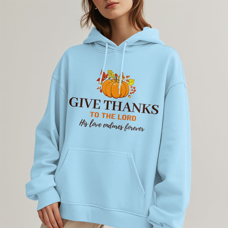 christiandiscipleshop Modern Style Give Thanks to the Lord Pumpkin Fleece Lined Polyester Hoodie