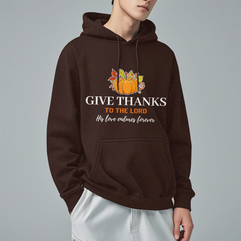 christiandiscipleshop Modern Style Give Thanks to the Lord Pumpkin Fleece Lined Polyester Hoodie