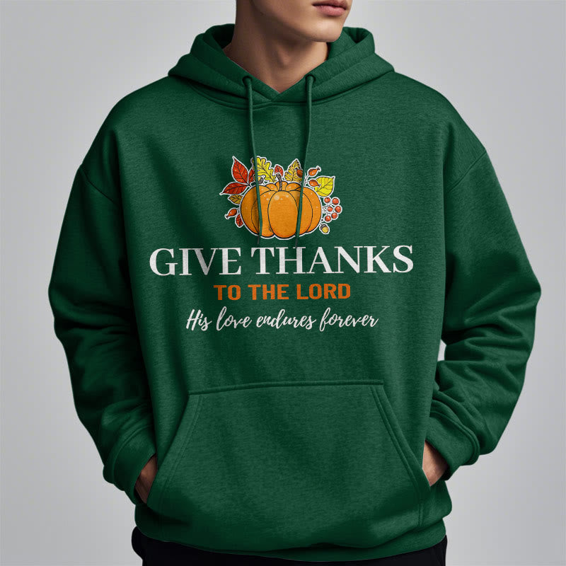 christiandiscipleshop Modern Style Give Thanks to the Lord Pumpkin Fleece Lined Polyester Hoodie