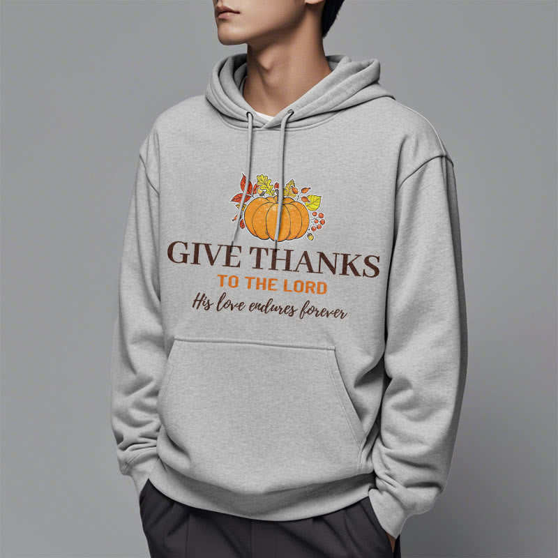 christiandiscipleshop Modern Style Give Thanks to the Lord Pumpkin Fleece Lined Polyester Hoodie