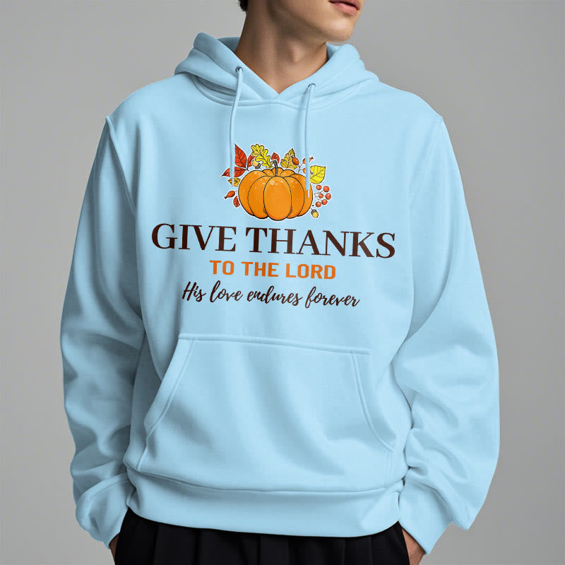 christiandiscipleshop Modern Style Give Thanks to the Lord Pumpkin Fleece Lined Polyester Hoodie