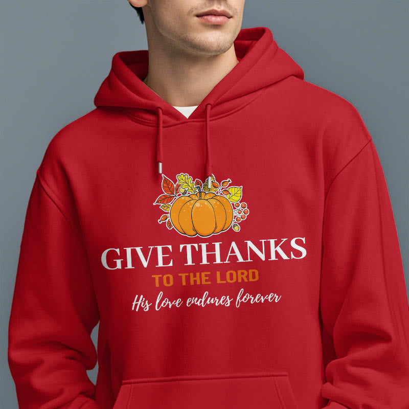 christiandiscipleshop Modern Style Give Thanks to the Lord Pumpkin Fleece Lined Polyester Hoodie