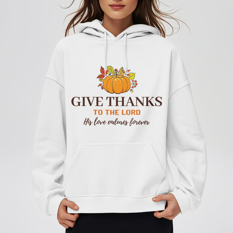 christiandiscipleshop Modern Style Give Thanks to the Lord Pumpkin Fleece Lined Polyester Hoodie