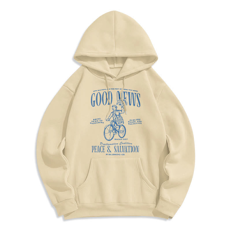 Christiandiscipleshop Quotation Style Good News Isaiah 52:7 Fleece Lined Polyester Hoodie