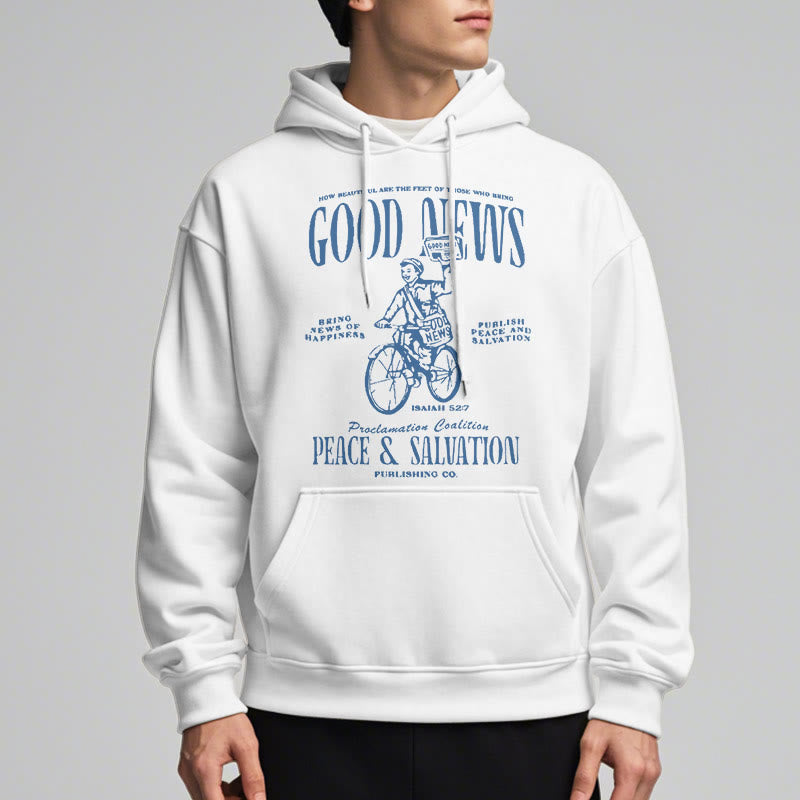 Christiandiscipleshop Quotation Style Good News Isaiah 52:7 Fleece Lined Polyester Hoodie