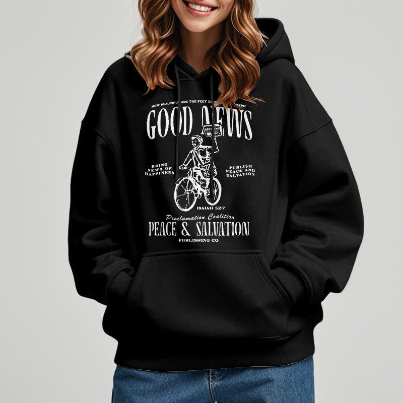 Christiandiscipleshop Quotation Style Good News Isaiah 52:7 Fleece Lined Polyester Hoodie