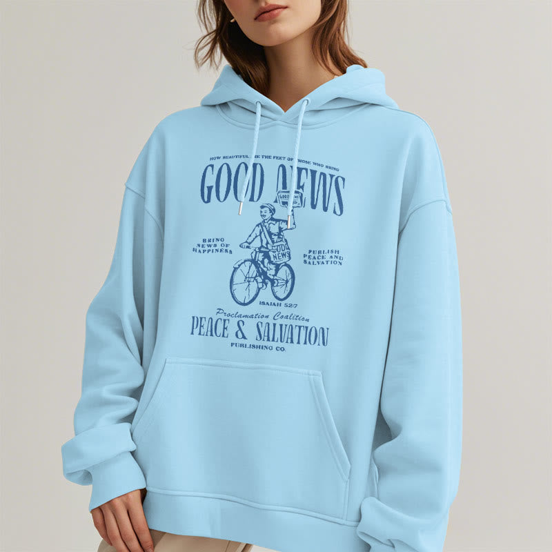 Christiandiscipleshop Quotation Style Good News Isaiah 52:7 Fleece Lined Polyester Hoodie