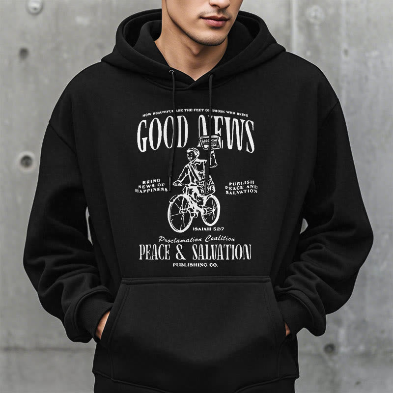 Christiandiscipleshop Quotation Style Good News Isaiah 52:7 Fleece Lined Polyester Hoodie