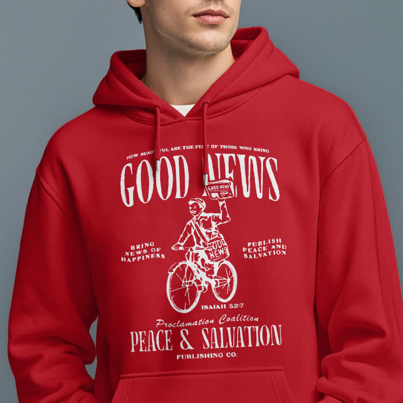 Christiandiscipleshop Quotation Style Good News Isaiah 52:7 Fleece Lined Polyester Hoodie