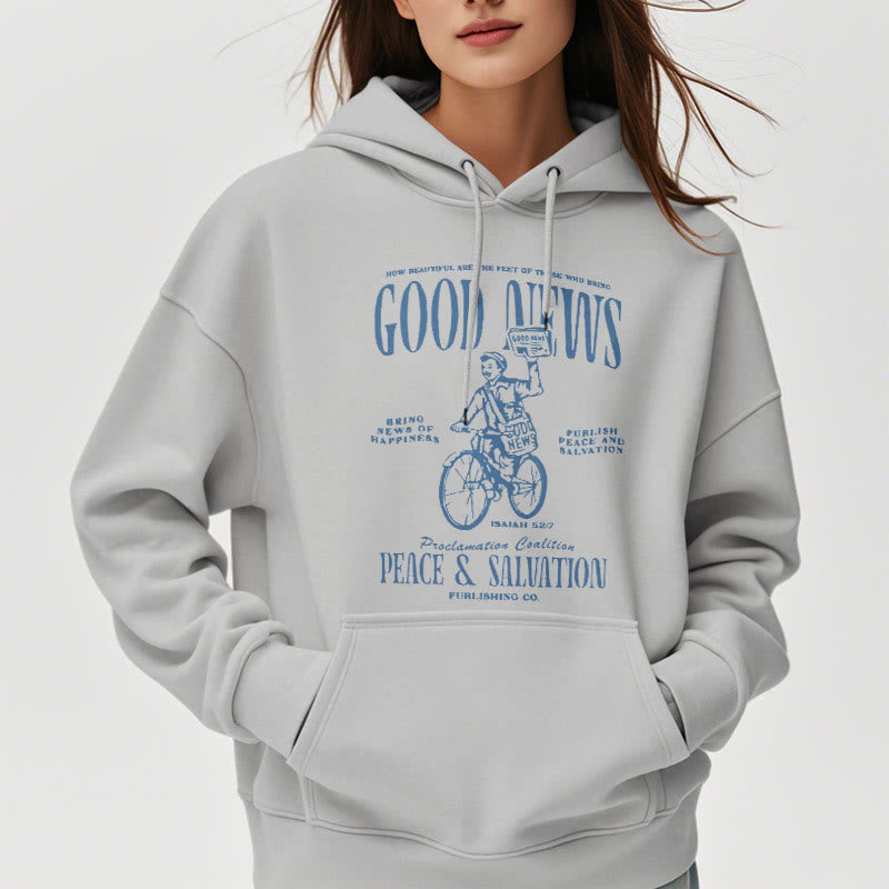 Christiandiscipleshop Quotation Style Good News Isaiah 52:7 Fleece Lined Polyester Hoodie