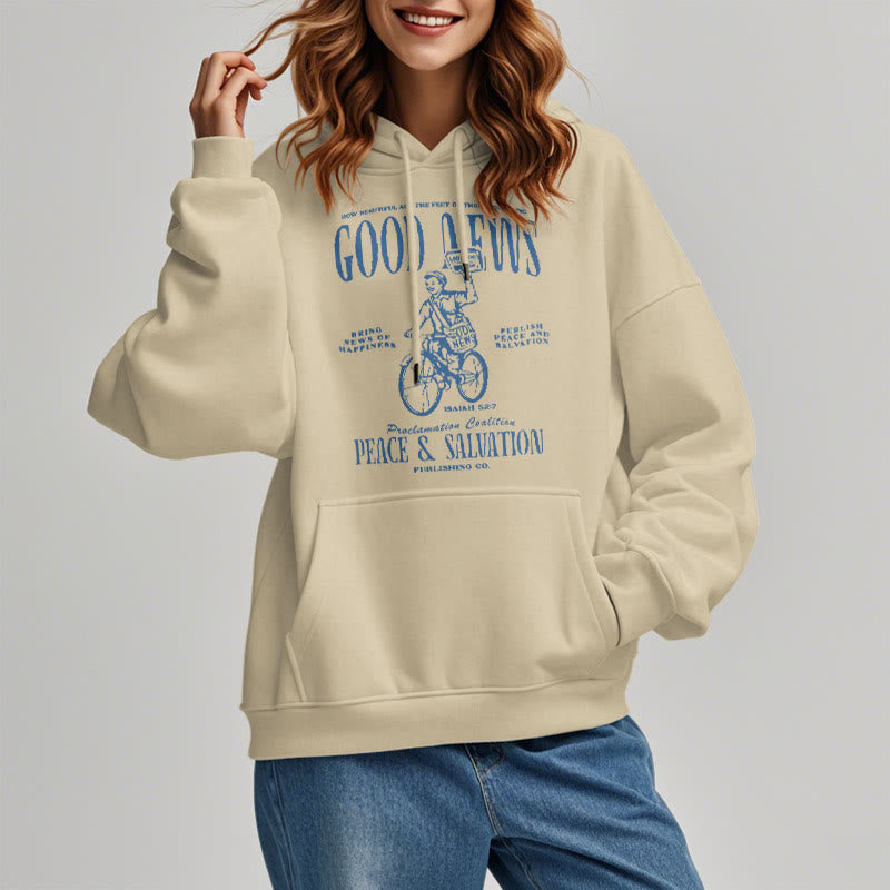 Christiandiscipleshop Quotation Style Good News Isaiah 52:7 Fleece Lined Polyester Hoodie
