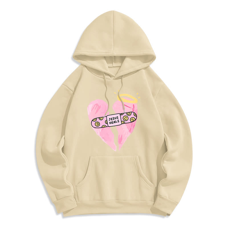 Christiandiscipleshop Colored Style Jesus Heals Broken Heart Fleece Lined Polyester Hoodie
