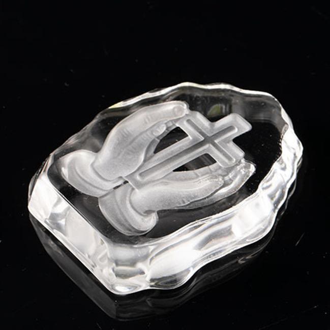 Christiandiscipleshop Classic Style Cross with Praying Hands Spiritual Crystal Desktop Decorations Ornament