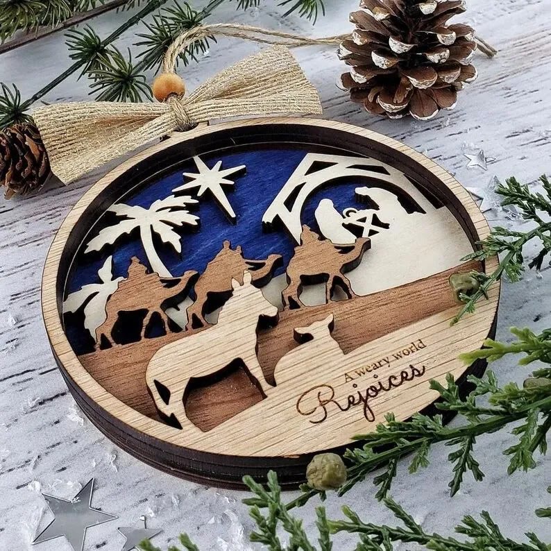 Christiandiscipleshop Rustic Style Holy Night Three Wise Men Christmas Nativity Hanging Ornaments