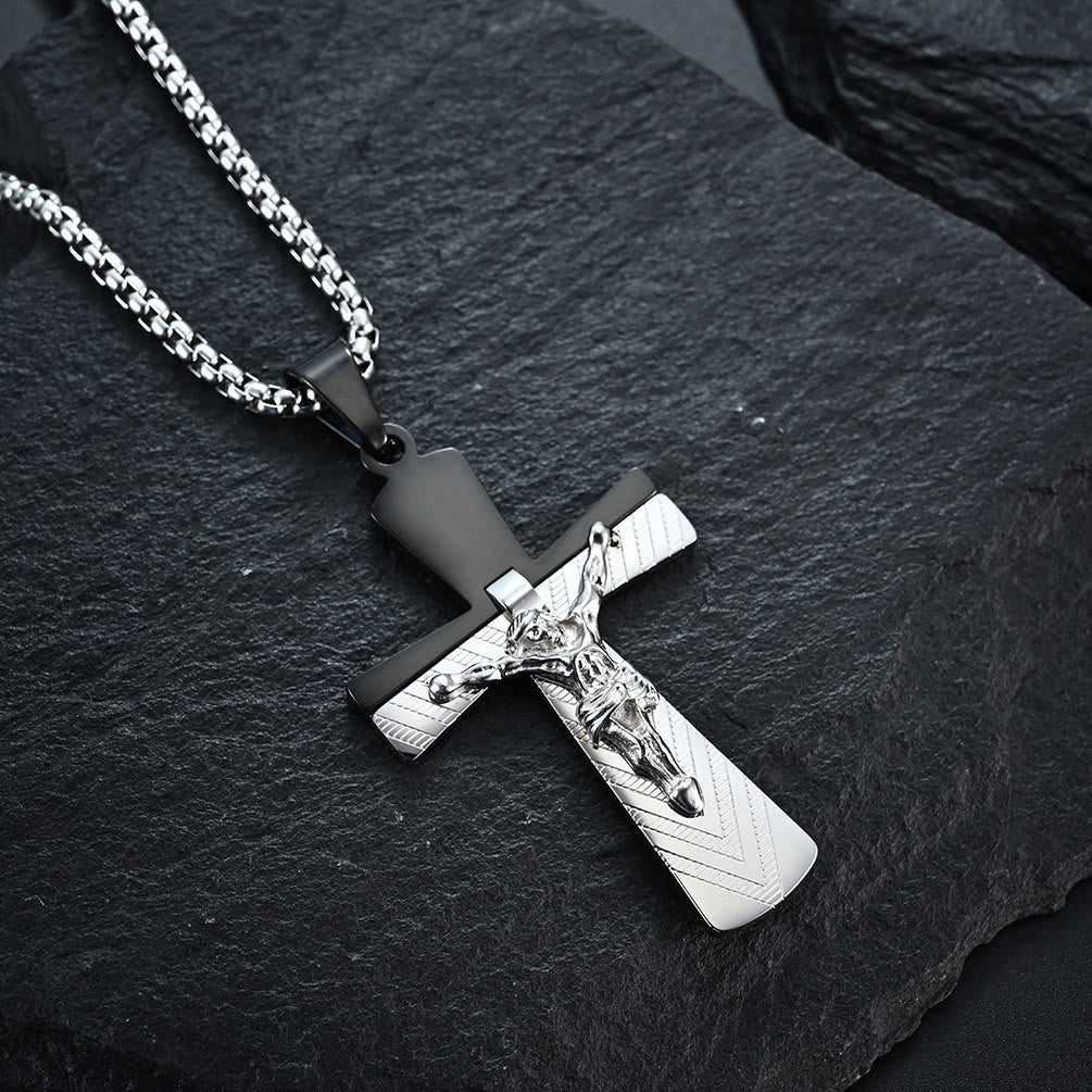 christiandiscipleshop Modern Style Crucifix Cross Jesus Sacred Faith Stainless Steel Necklace
