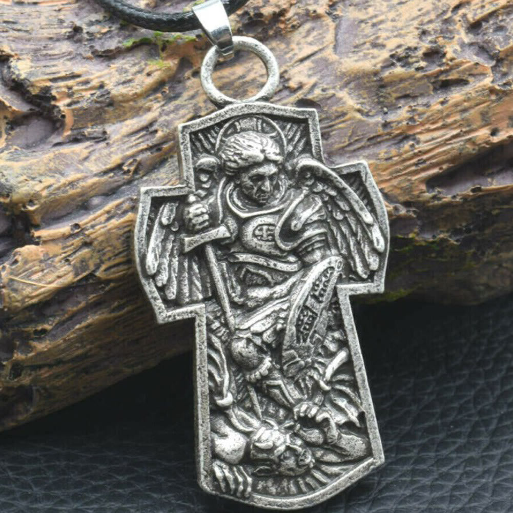 Christiandiscipleshop St. Michael the Archangel Protect Us Medal Titanium Pendant Necklace