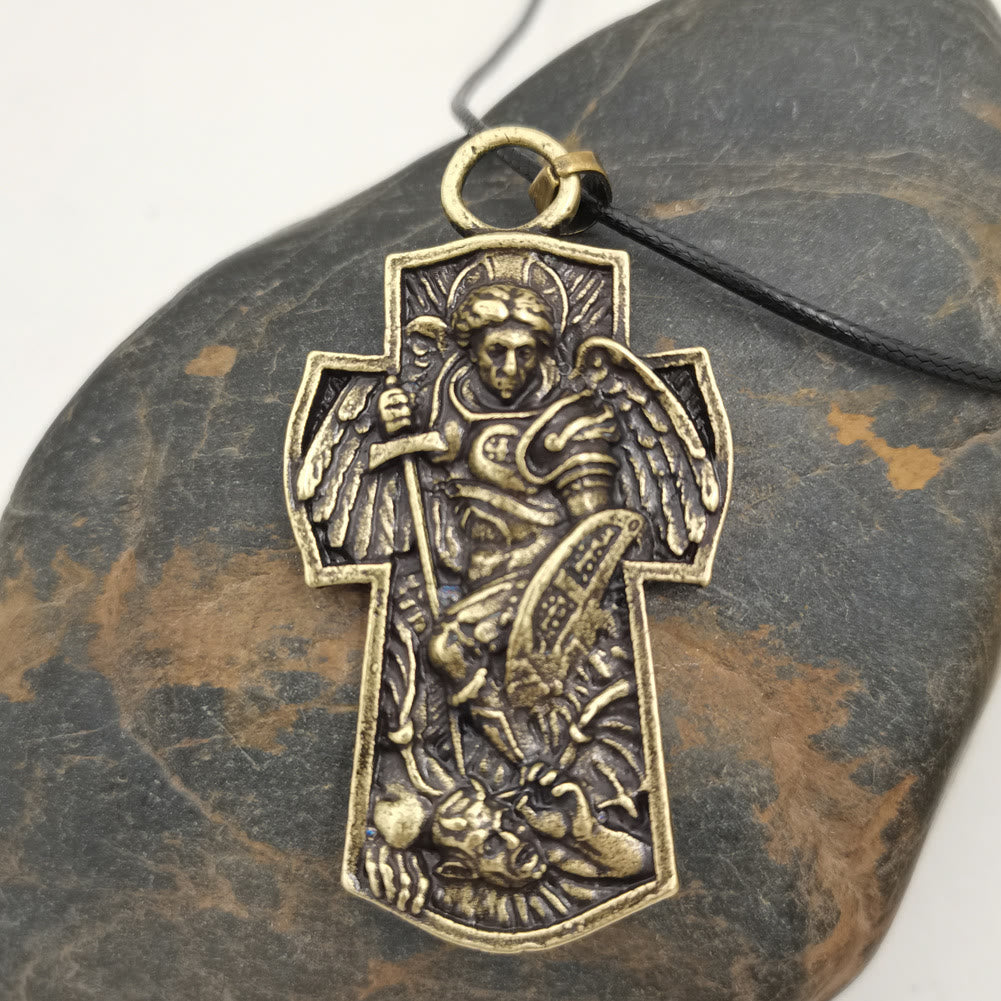 Christiandiscipleshop St. Michael the Archangel Protect Us Medal Titanium Pendant Necklace