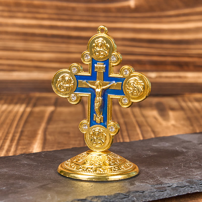 Christiandiscipleshop Retro Classic Style Divine Radiance Cross Statue Desktop Ornaments