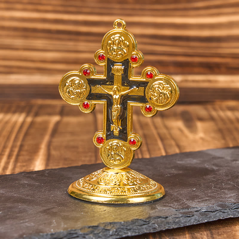 Christiandiscipleshop Retro Classic Style Divine Radiance Cross Statue Desktop Ornaments