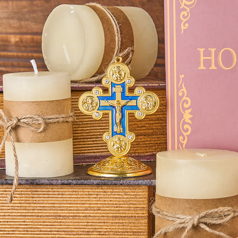 Christiandiscipleshop Retro Classic Style Divine Radiance Cross Statue Desktop Ornaments