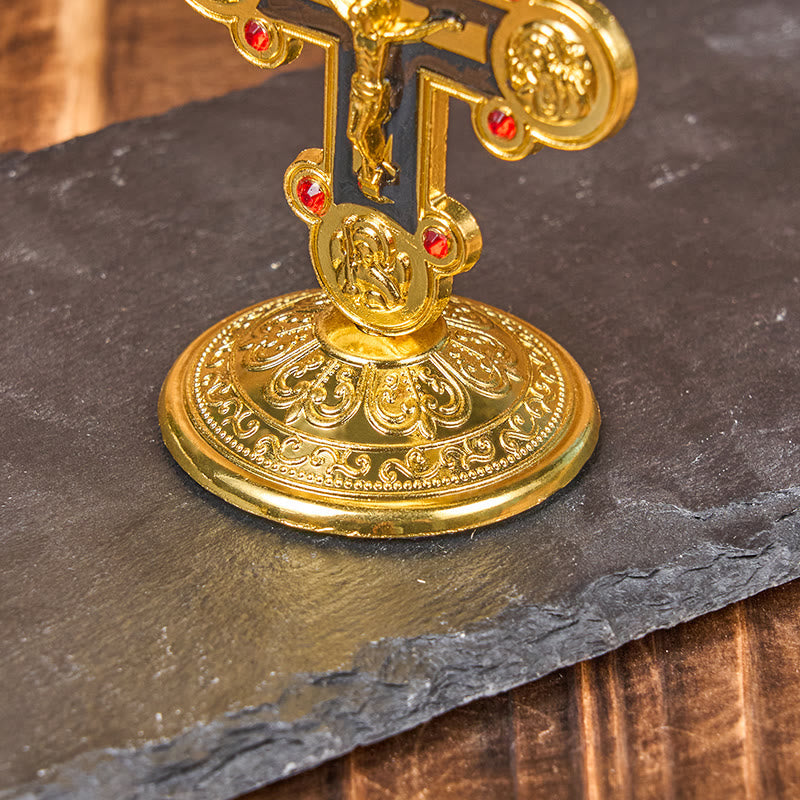 Christiandiscipleshop Retro Classic Style Divine Radiance Cross Statue Desktop Ornaments