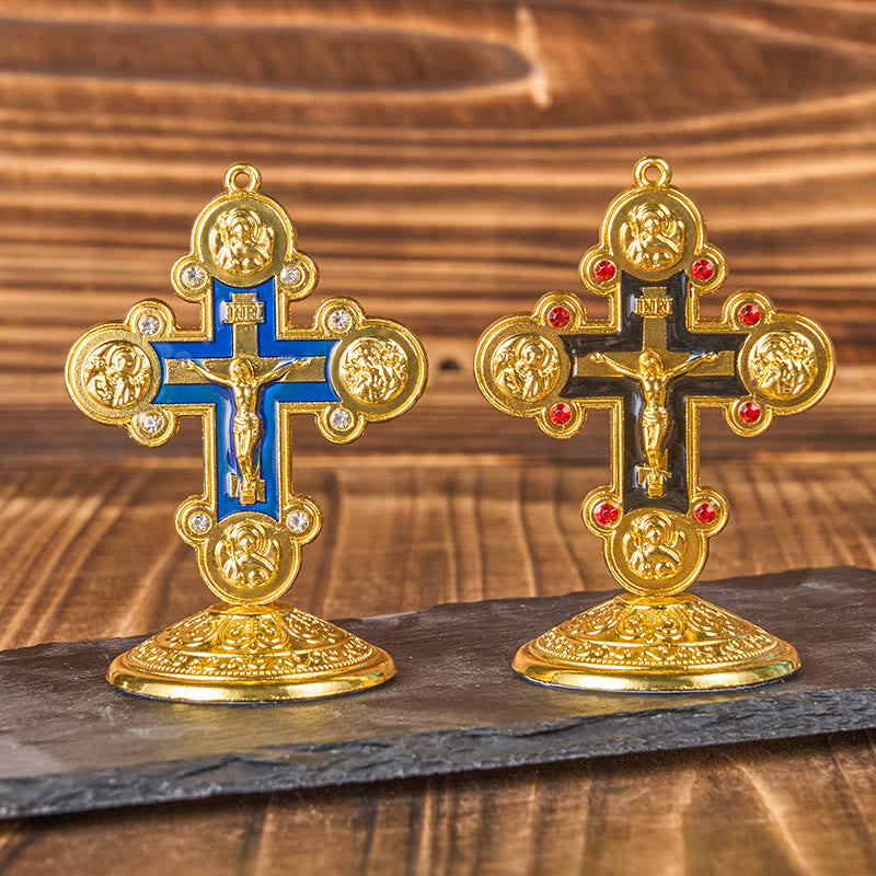 Christiandiscipleshop Retro Classic Style Divine Radiance Cross Statue Desktop Ornaments