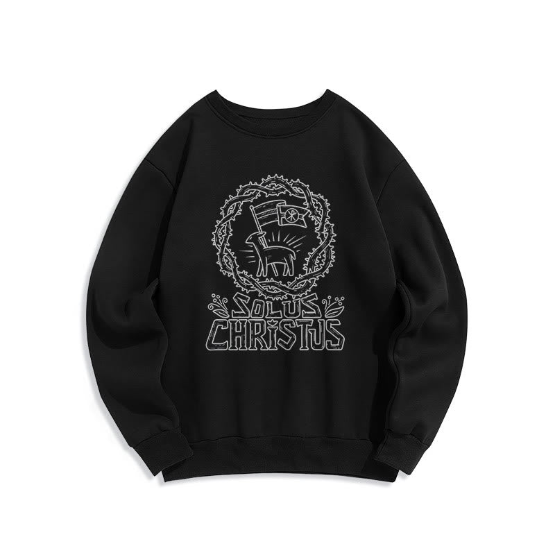 Christiandiscipleshop Modern Style Solus Christus Lamb Fleece Lined Polyester Sweatshirt