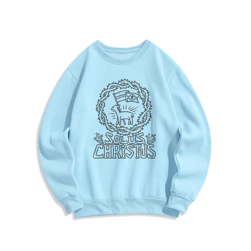Christiandiscipleshop Modern Style Solus Christus Lamb Fleece Lined Polyester Sweatshirt