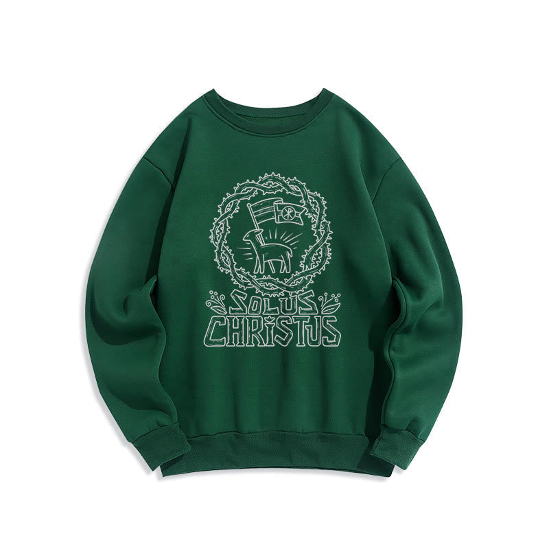 Christiandiscipleshop Modern Style Solus Christus Lamb Fleece Lined Polyester Sweatshirt