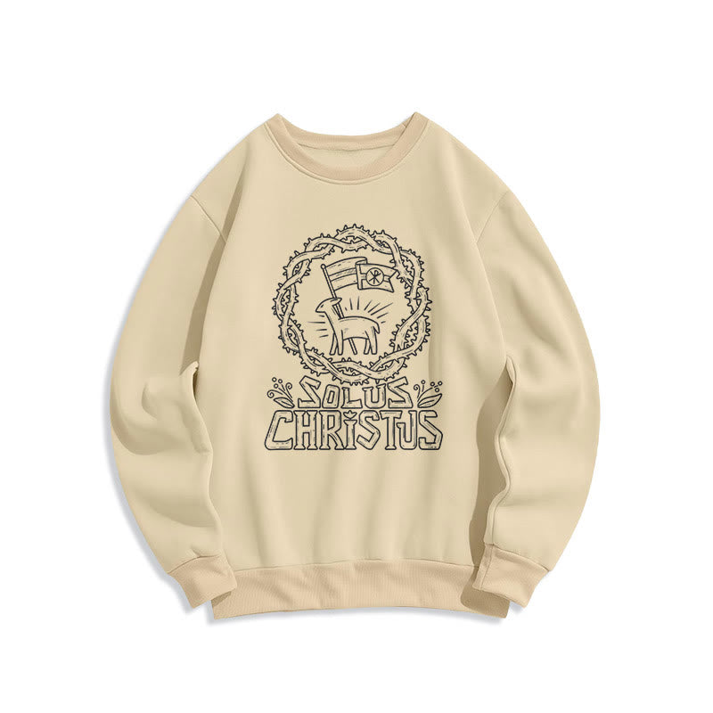 Christiandiscipleshop Modern Style Solus Christus Lamb Fleece Lined Polyester Sweatshirt
