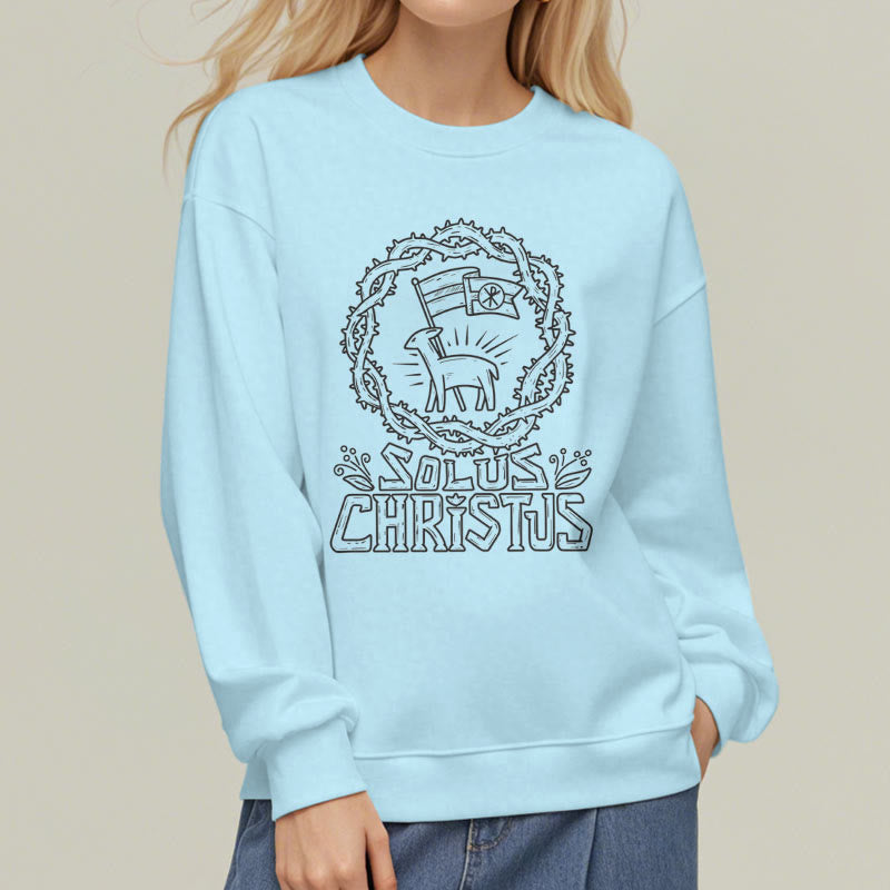 Christiandiscipleshop Modern Style Solus Christus Lamb Fleece Lined Polyester Sweatshirt