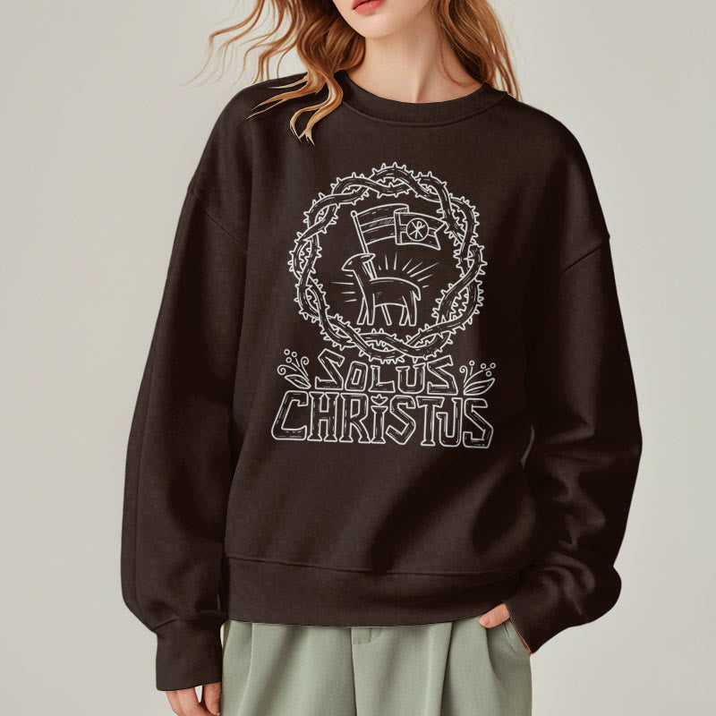 Christiandiscipleshop Modern Style Solus Christus Lamb Fleece Lined Polyester Sweatshirt