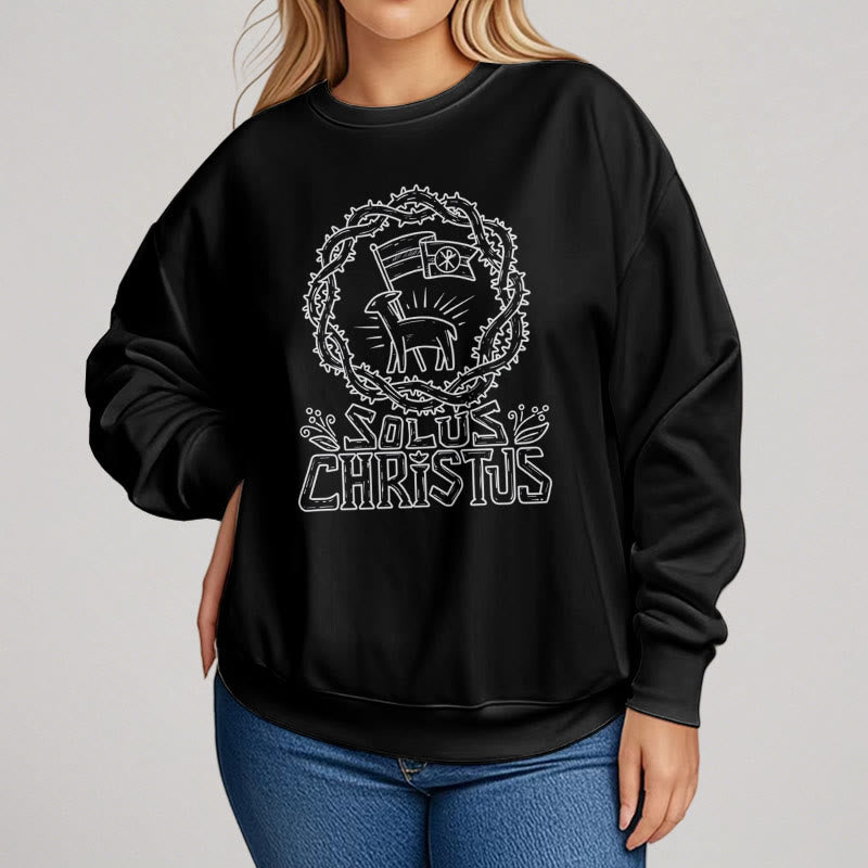 Christiandiscipleshop Modern Style Solus Christus Lamb Fleece Lined Polyester Sweatshirt