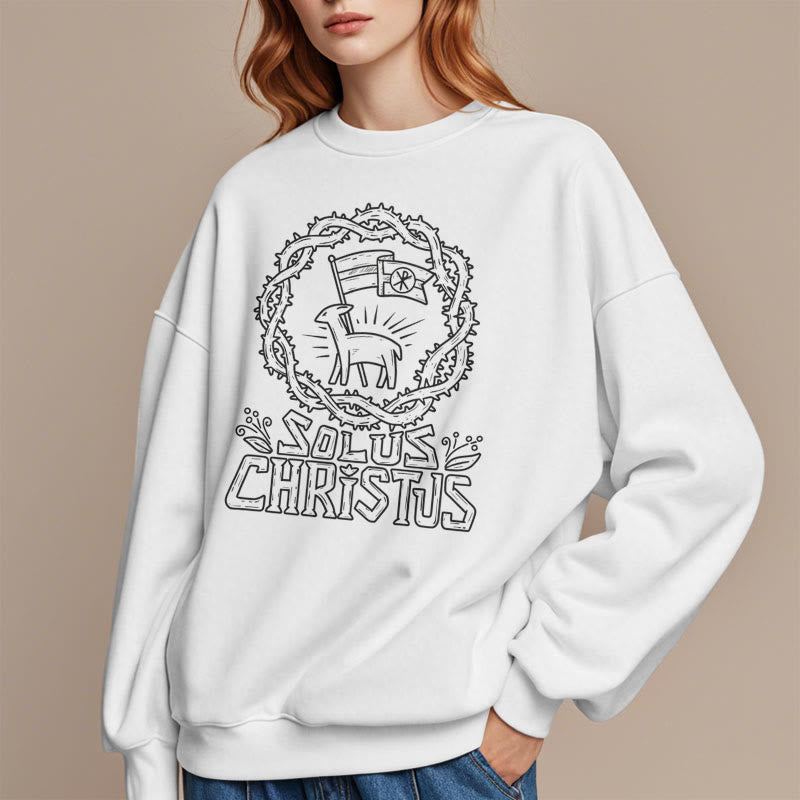 Christiandiscipleshop Modern Style Solus Christus Lamb Fleece Lined Polyester Sweatshirt